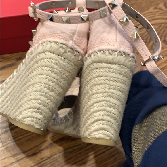Valentino rockstud pink leather wedge espadrilles - Picture 10 of 10